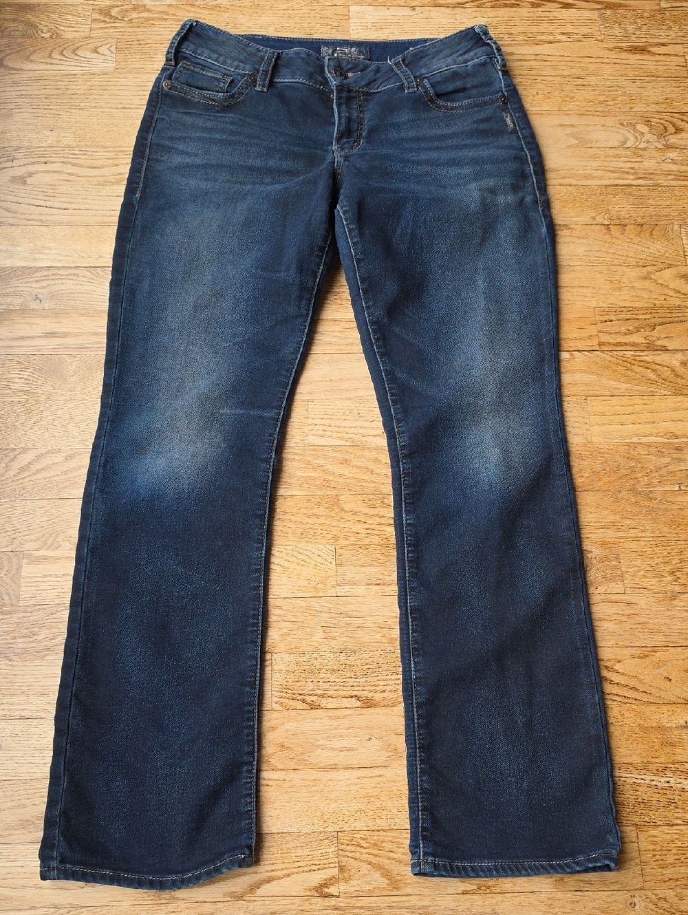 (31/31) Silver Women's Dark Wash Blue Jeans Bootcut Midrise Joga Western Rideo